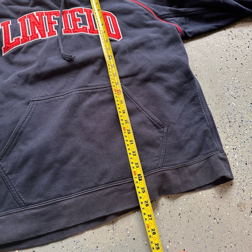 Linfield Hoodie Mens Size M Navy Red Vintage Collegiate Side Zip School Spirit - Picture 6 of 7